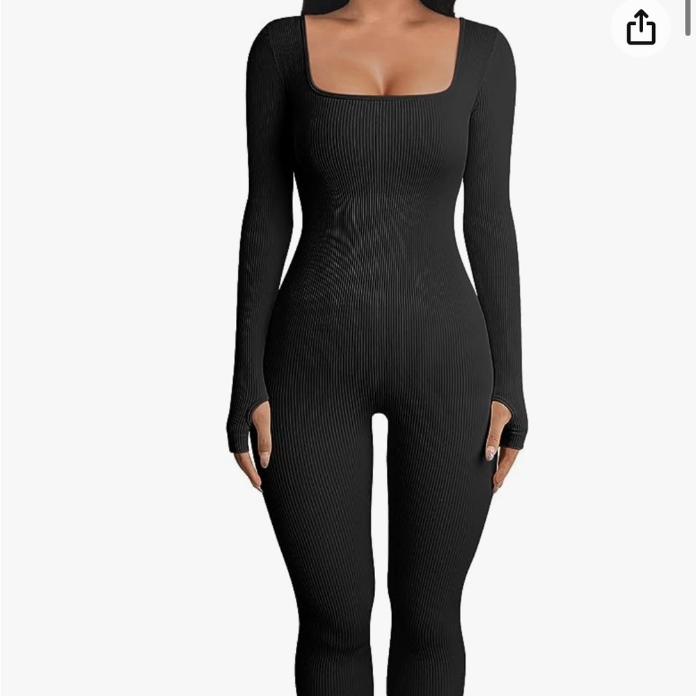 OQQ Long Sleeve Shaper BodySuit - Ribbed Sports Jumpsuit